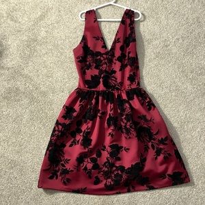 burgundy and black floral dress